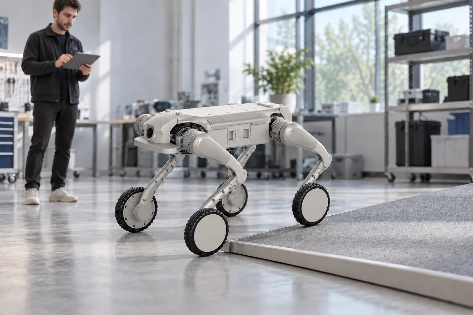 AGIBOT D1 Ultra-W — Kerekes-lábas mozgás fejlesztése — felhasználási illusztráció AGIBOT D1 Ultra-W — Kerekes-lábas mozgás fejlesztése — felhasználási illusztráció