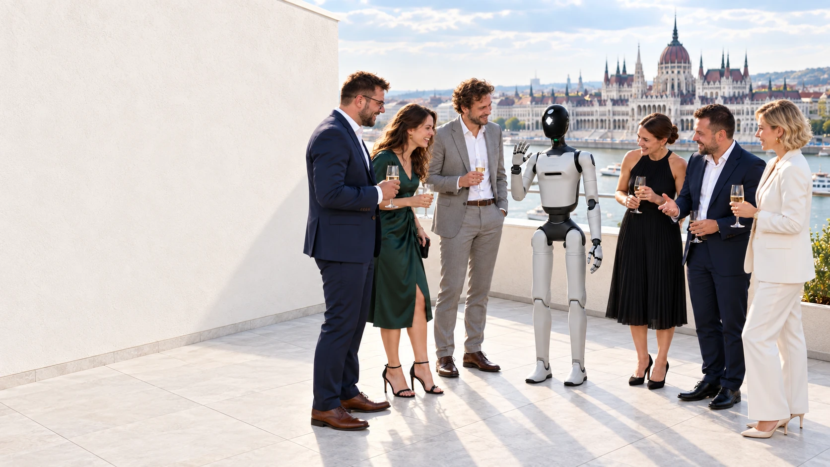 AGIBOT A3 Ultra – rooftop event illustration