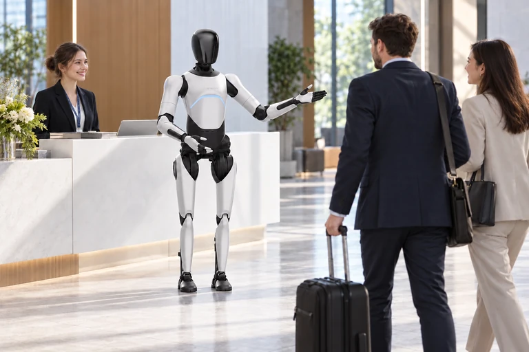AGIBOT A2 Ultra – İş etkinliğinde konuklarla etkileşim