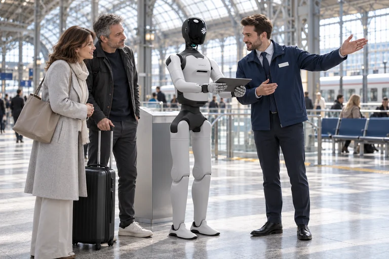 AGIBOT A3 Ultra Developer-Robot (Europe) – Demonstrație de informare a pasagerilor