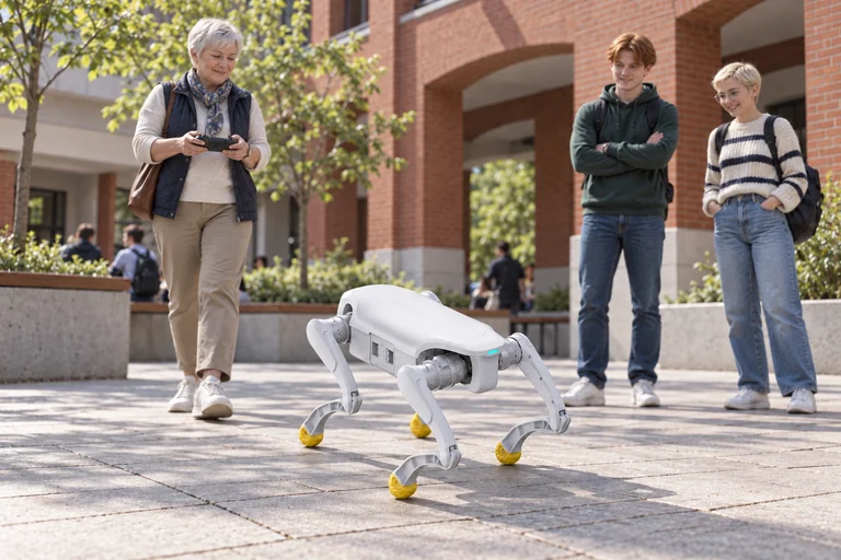 AGIBOT D1 Pro – Robotická ukázka na univerzitním nádvoří