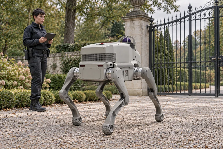AGIBOT D1 Ultra járőrrendszer – D1 Ultra járőrrendszer – Parkkapu és kavicsos útvonal ellenőrzése