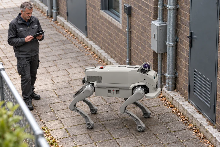 AGIBOT D1 Ultra járőrrendszer – D1 Ultra járőrrendszer – Szűk üzemi átjáró bejárása