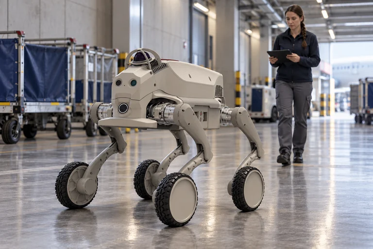 AGIBOT D1 Ultra-W járőrrendszer – D1 Ultra-W járőrrendszer – Repülőtéri kiszolgálófolyosó bejárása