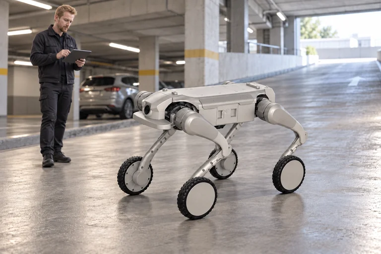 AGIBOT D1 Ultra-W – Nadzorowana próba na rampie parkingowej