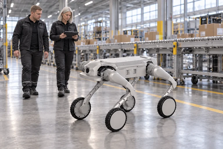 AGIBOT D1 Ultra-W – Jazda na kołach w obiekcie logistycznym
