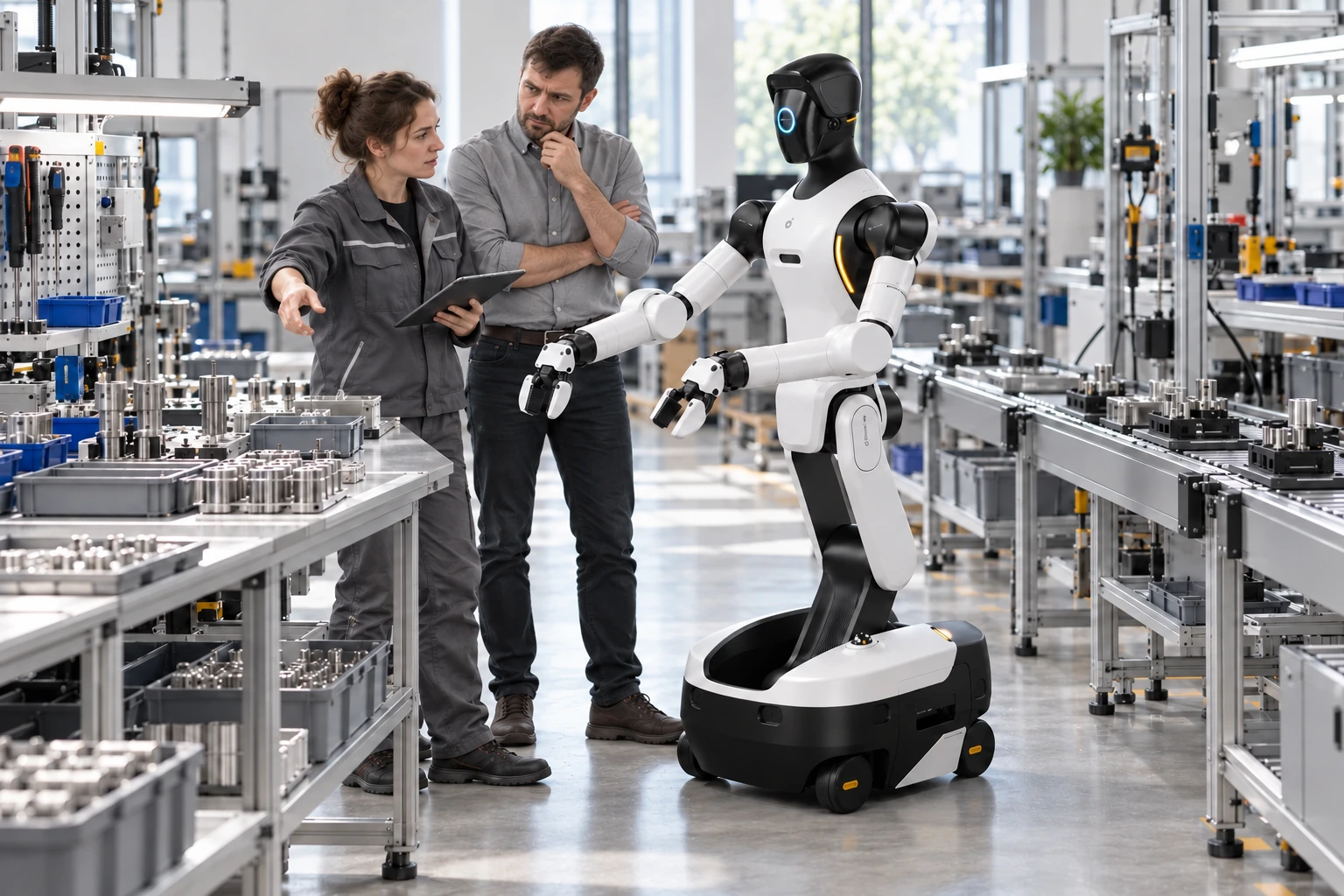 AGIBOT G2 – robotplatform – Két robotkar, kerekes alvázon. – AGIBOT robot