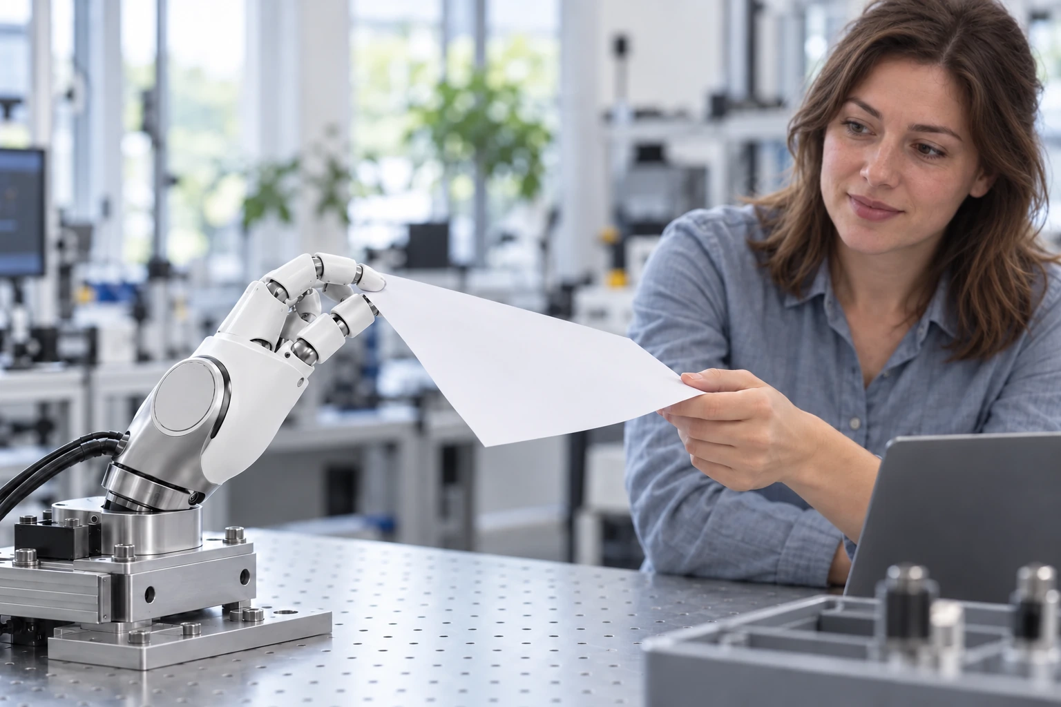 AGIBOT OmniHand 2025 – Předávání dokumentů · OmniHand 2025