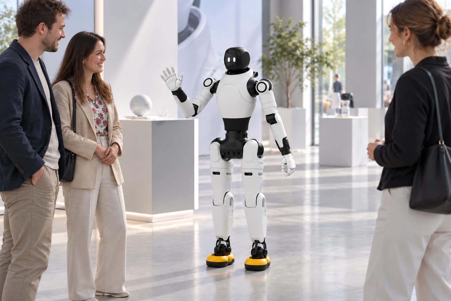 AGIBOT X2 — Interaktív technológiai bemutató — felhasználási illusztráció AGIBOT X2 — Interaktív technológiai bemutató — felhasználási illusztráció